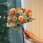 Terracotta Austin Rose Basket Artificial Flower Arrangement realistic artificial flower arrangement – product view 7