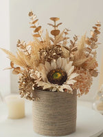 Autumn Retro Sunflower Artificial Flower Arrangement with Vase realistic artificial flower arrangement – product view 2