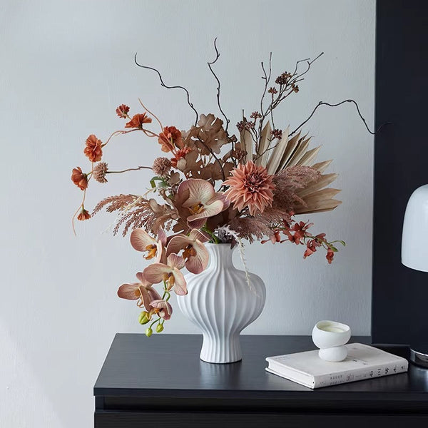 Vintage Terracotta Dried-Floral Artificial Flower Arrangement realistic artificial flower arrangement