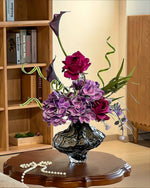 Moody Purple Hydrangea & Rose Artificial Flower Arrangement realistic artificial flower arrangement – product view 6