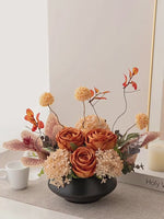 Autumn Rose Artificial Flower Arrangement with Vase realistic artificial flower arrangement – product view 2