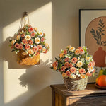 Terracotta Austin Rose Basket Artificial Flower Arrangement realistic artificial flower arrangement – product view 2