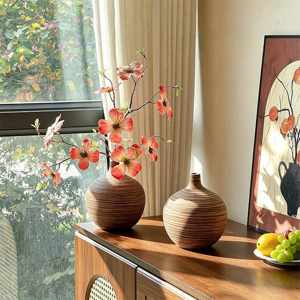 Elegant Coral Dogwood Blossom Artificial Flower Arrangement realistic artificial flower arrangement