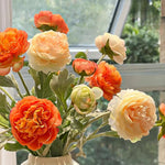 Ethereal Apricot Ranunculus Entryway Artificial Flower Arrangement realistic artificial flower arrangement – product view 6
