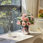 Dusty Rose & Eucalyptus Hug Bucket Artificial Flower Arrangement realistic artificial flower arrangement – product view 5
