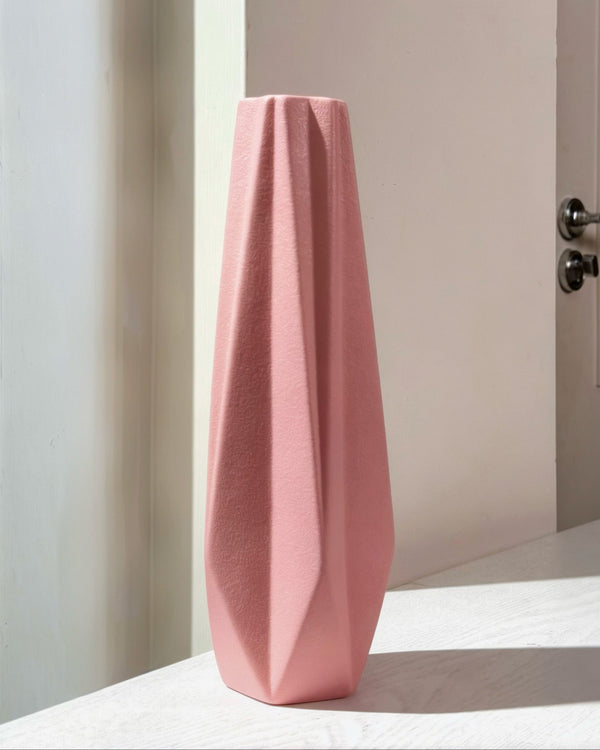 Pink Facet Ceramic Vase decorative vase for artificial flowers