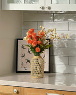 Artificial Flower Arrangement - Orange PomPom & Cream Flower realistic artificial flower arrangement – product view 8