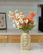 Artificial Flower Arrangement - Orange PomPom & Cream Flower realistic artificial flower arrangement – product view 7