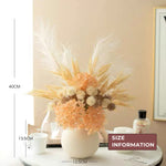 Artificial Flower Arrangement - Peach Hydrangea & Neutral Pampas Grass realistic artificial flower arrangement – product view