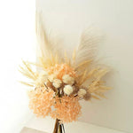 Artificial Flower Arrangement - Peach Hydrangea & Neutral Pampas Grass realistic artificial flower arrangement – product view