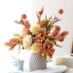 Artificial Flower Arrangement - Terracotta Orchid & Multi-Bloom Mix realistic artificial flower arrangement – product view 4