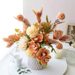 Artificial Flower Arrangement - Terracotta Orchid & Multi-Bloom Mix realistic artificial flower arrangement