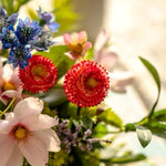 Artificial Flower Arrangement - Multicolor Mixed Blooms with White Rose & Greenery realistic artificial flower arrangement – 