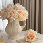 Faux Rose Arrangement - Champagne (10 Stems / 10 Roses) realistic artificial flower arrangement