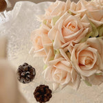 Faux Rose Arrangement - Champagne (10 Stems / 10 Roses) realistic artificial flower arrangement – product view 2