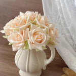 Faux Rose Arrangement - Champagne (10 Stems / 10 Roses) realistic artificial flower arrangement – product view 4