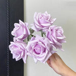 Faux Rose Arrangement - Lavender Rose (10 Stems / 10 Roses) realistic artificial flower arrangement – product view 2