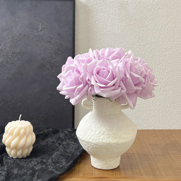 Faux Rose Arrangement - Lavender Rose (10 Stems / 10 Roses) realistic artificial flower arrangement