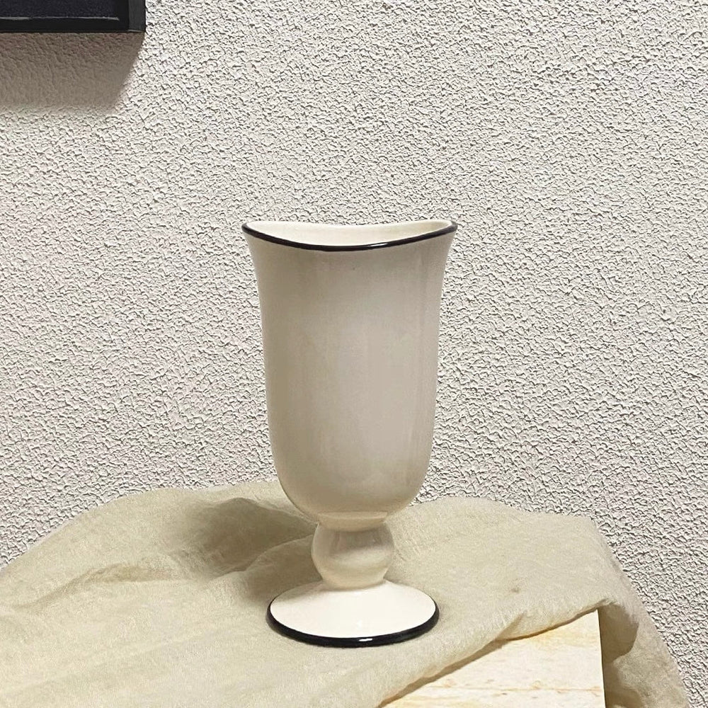 Scalloped Rim Vase - Creamy White decorative vase for artificial flowers