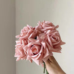 Faux Rose Arrangement - Blush Pink Rose (10 Stems / 10 Roses) realistic artificial flower arrangement – product view 2