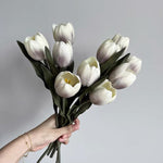 Faux Tulip Arrangement - White (10 Stems / 10 Heads) realistic artificial flower arrangement – product view 2