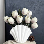Faux Tulip Arrangement - White (10 Stems / 10 Heads) realistic artificial flower arrangement – product view 3