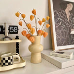 Faux Physalis Flower Arrangement - Light Orange (3 Stems) realistic artificial flower arrangement – product view 3