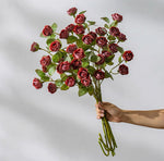 Vintage Crimson Mini Rose Artificial Flower Arrangement with Rustic Elegance realistic artificial flower arrangement – produc