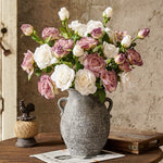 Purple and White Faded-Edge Faux Rose Bouquet realistic artificial flower arrangement – product view 3