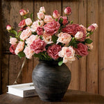 Vintage Mauve & Fuchsia-Edged Rose Bouquet realistic artificial flower arrangement – product view 4