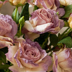 Purple and White Faded-Edge Faux Rose Bouquet realistic artificial flower arrangement – product view 2