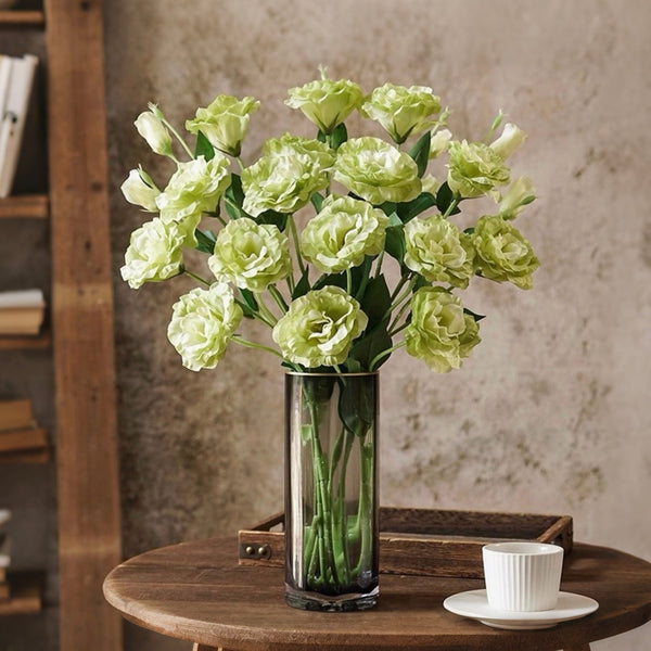 Elegant Green Lisianthus Artificial Flower Arrangement realistic artificial flower arrangement