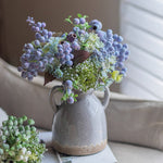 Elegant Blue-Purple Faux Blueberry & Berry Branch Arrangement realistic artificial flower arrangement