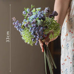 Elegant Blue-Purple Faux Blueberry & Berry Branch Arrangement realistic artificial flower arrangement – product view 4