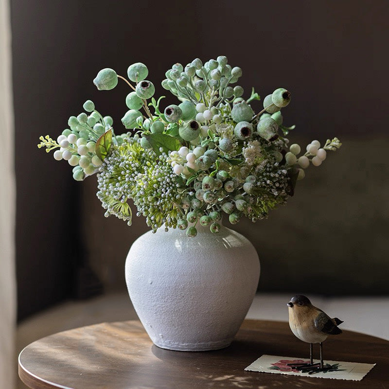 Elegant Green Faux Blueberry & Berry Branch Arrangement realistic artificial flower arrangement