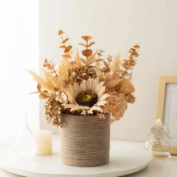 Autumn Retro Sunflower Artificial Flower Arrangement with Vase realistic artificial flower arrangement
