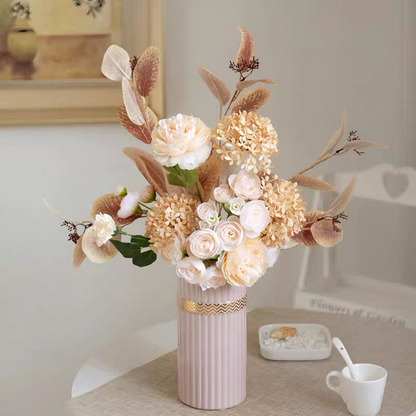 Champagne Pink Peony Artificial Flower Arrangement realistic artificial flower arrangement