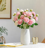 Elegant Blush Pink & Cream English Rose Artificial Flower Arrangement with Luxe Realism realistic artificial flower arrangeme