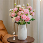 Elegant Blush Pink & Cream English Rose Artificial Flower Arrangement with Luxe Realism realistic artificial flower arrangeme