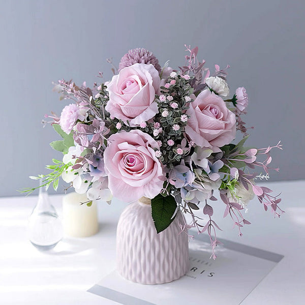 Blush Whisper Pink Artificial Flower Arrangement realistic artificial flower arrangement