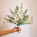 Ethereal White Blossom & Blue Accent Artificial Flower Arrangement realistic artificial flower arrangement – product view 2