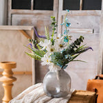 Ethereal White Blossom & Blue Accent Artificial Flower Arrangement realistic artificial flower arrangement – product view 5
