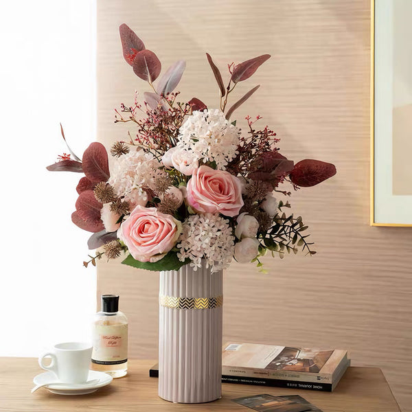 Blush Romance Luxe Pink Artificial Flower Arrangement realistic artificial flower arrangement