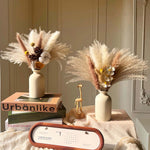 Faux Pampas Grass & Blossom Neutral Artisan Arrangement realistic artificial flower arrangement – product view 2