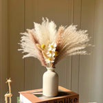 Faux Pampas Grass & Blossom Neutral Artisan Arrangement realistic artificial flower arrangement – product view 4