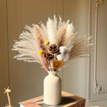 Faux Pampas Grass & Blossom Neutral Artisan Arrangement realistic artificial flower arrangement