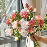 Blush Rose Symphony Artificial Flower Arrangement realistic artificial flower arrangement – product view 2