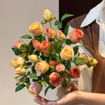 Vintage Oil-Paint Rose Elegance Artificial Flower Arrangement realistic artificial flower arrangement – product view 2