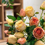 Vintage Oil-Paint Rose Elegance Artificial Flower Arrangement realistic artificial flower arrangement – product view 4
