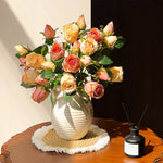 Vintage Oil-Paint Rose Elegance Artificial Flower Arrangement realistic artificial flower arrangement – product view 5